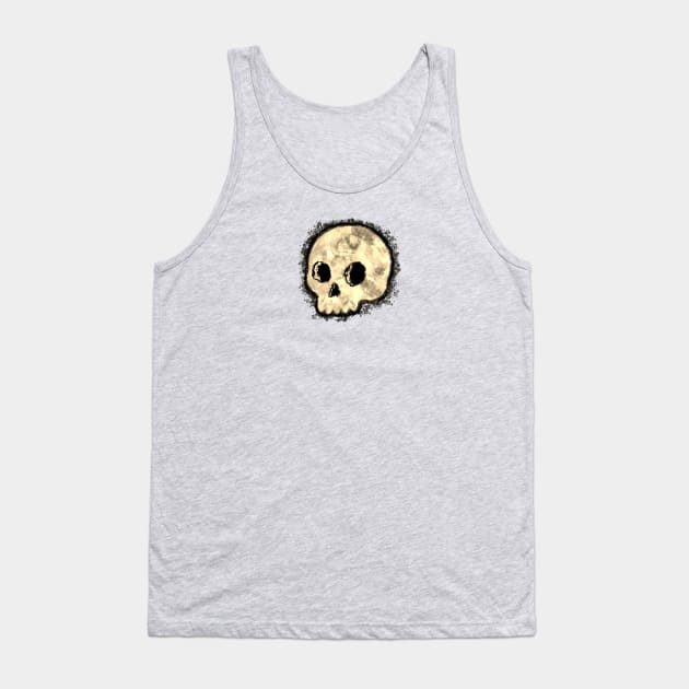 Sepia Dotted Halftone Cute Cartoon Skull Watercolor With Paint Splash Tank Top by Braznyc